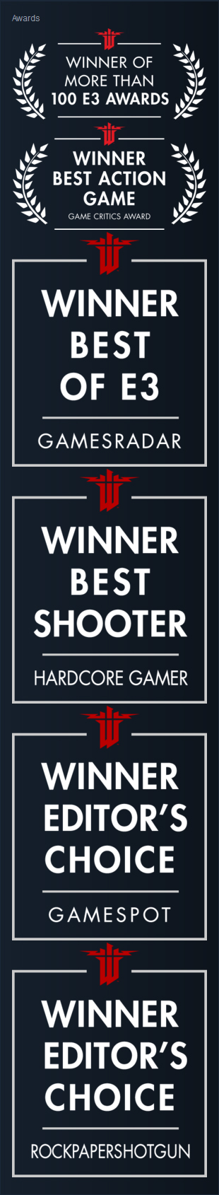 Wolfenstein II: The New Colossus advertising WIInc-awards
